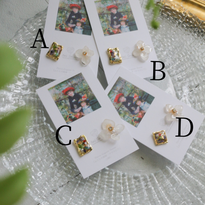 Renoir's Two Sisters Inspired Earrings No.9 イヤリング Clip-on "ふたりの姉妹"