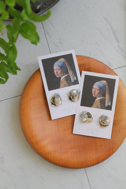 Vermeer's Inspired Flower & Pearl Earrings No.2 ピアス Pierce 真珠の耳飾りの少女
