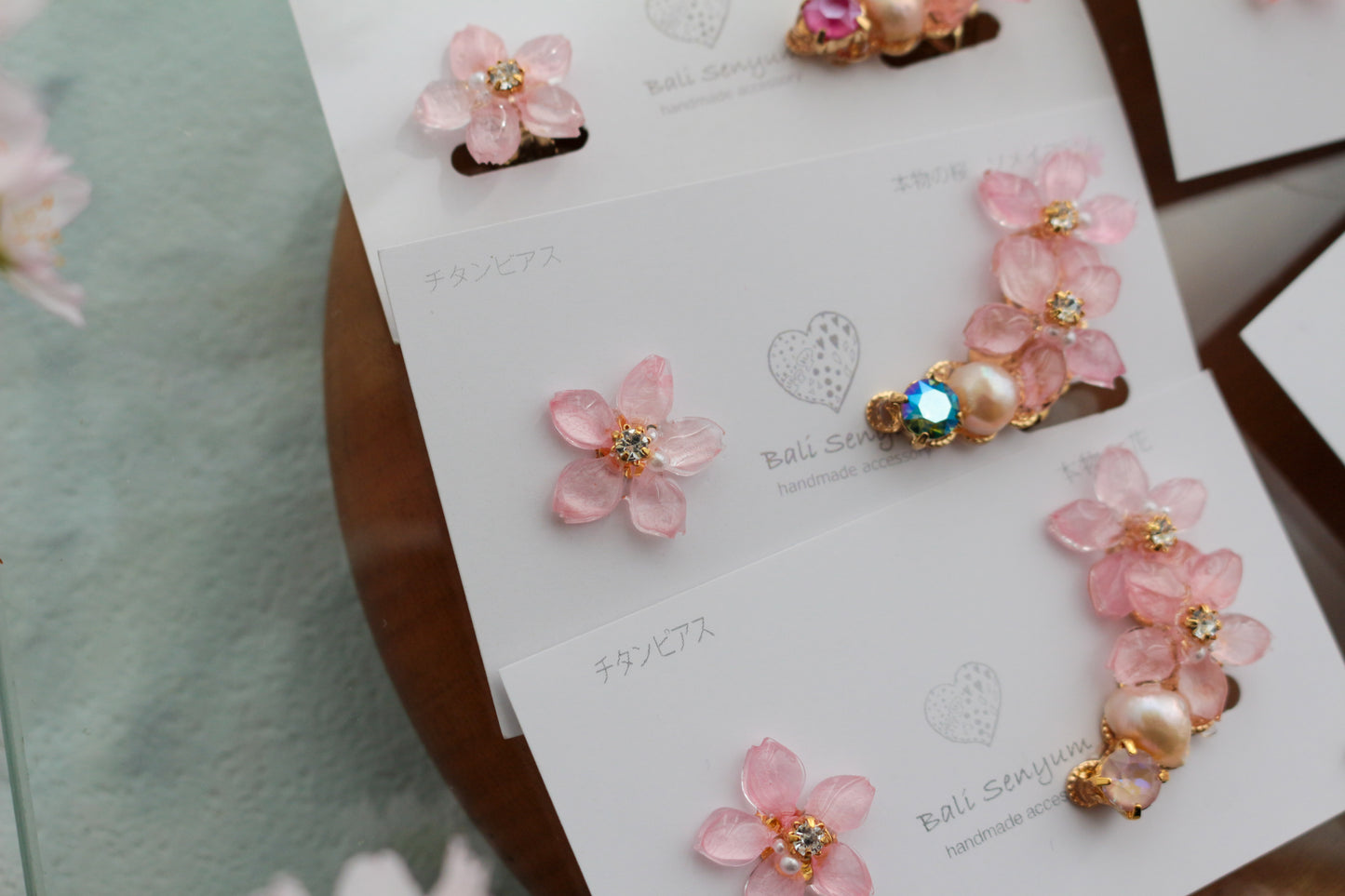 Someiyoshino Double Sakura Earring and Ear Cuff #S028