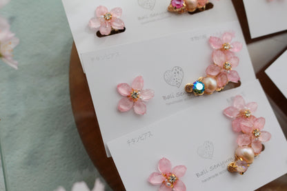 Someiyoshino Double Sakura Earring and Ear Cuff #S028