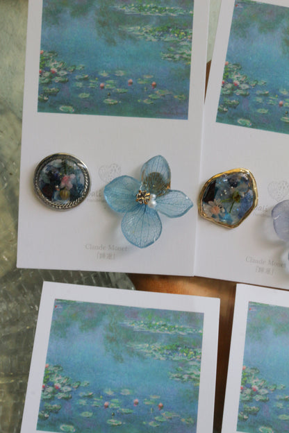 Monet Inspired Flower and Medallion No.35 ピアスTitanium Pierce 睡蓮