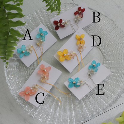Hydrangea Flying Butterfly Earrings No.58 - Titanium Pierce(ピアス）