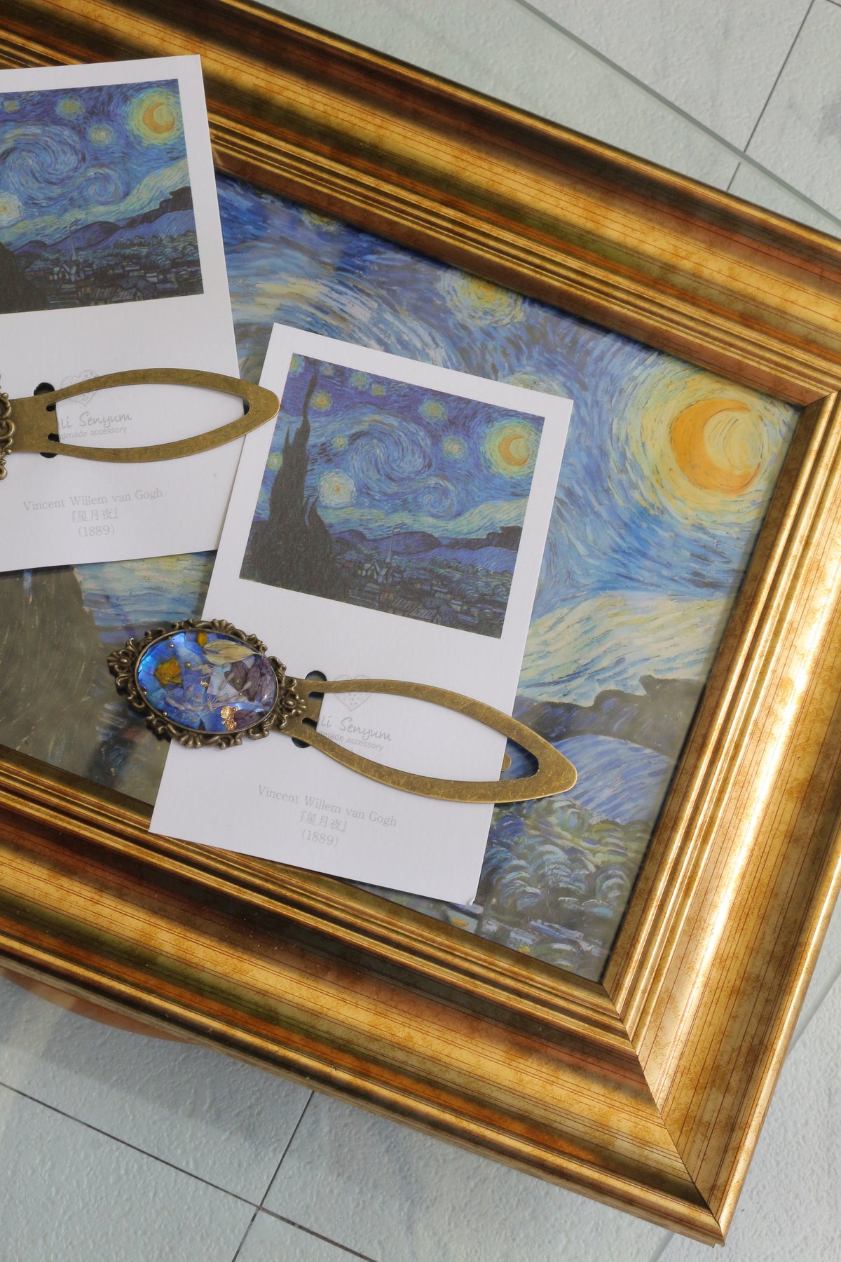 Gogh Inspired Flower Book Mark No.1 - 星月夜