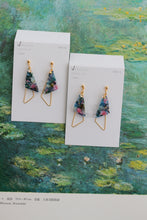 Claude Monet Water Lilies Inspired Triangular Floral Earrings -  No.6