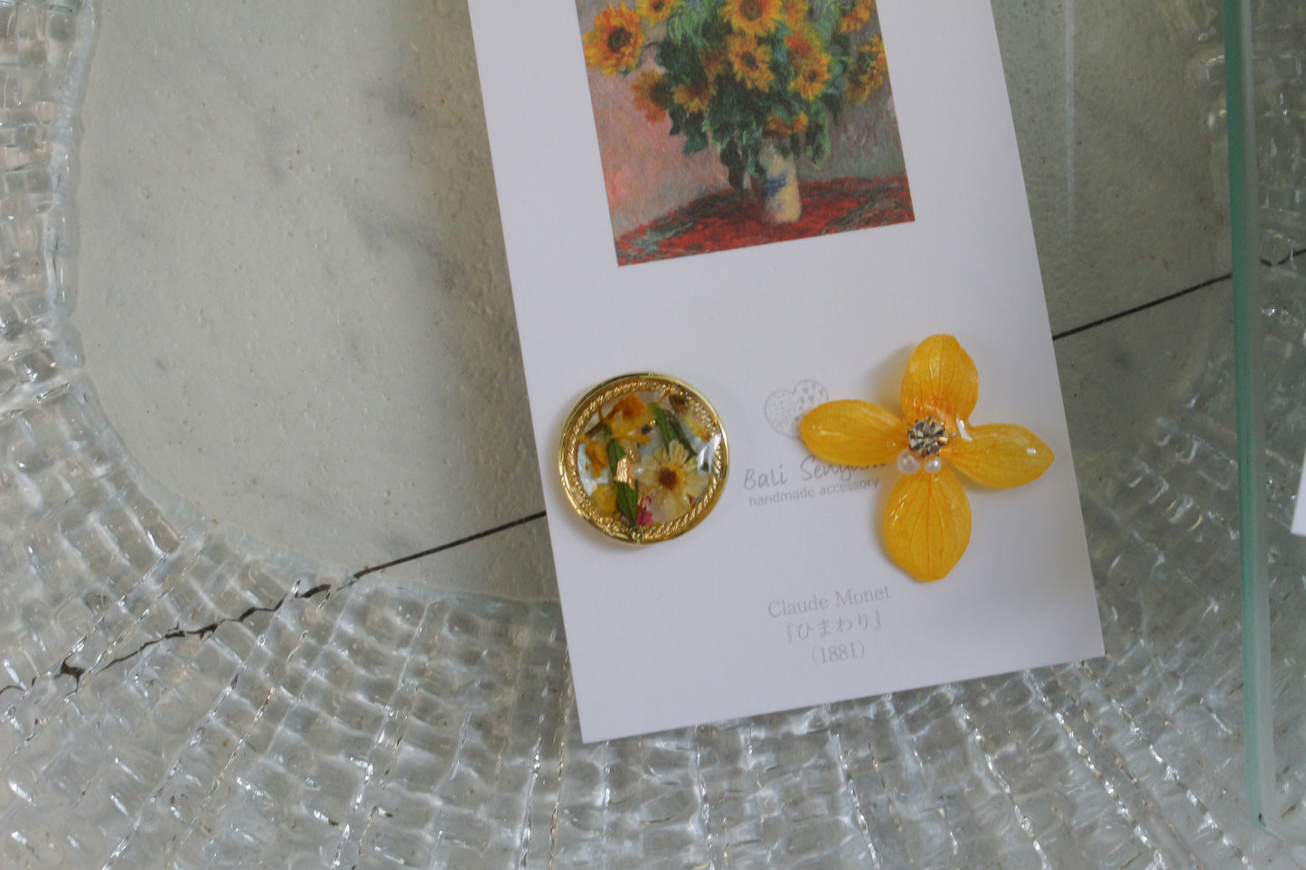Monet Inspired Flower Earrings No.23 ピアスTitanium Pierce ひまわり