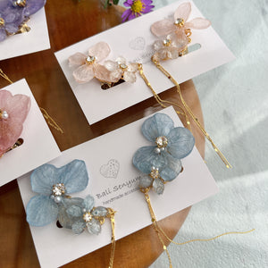 Hydrangea Flying Butterfly  No.11- Clip-on(イヤリング）