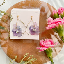 Teardrop Hoop Earrings with Hydrangeas No.14