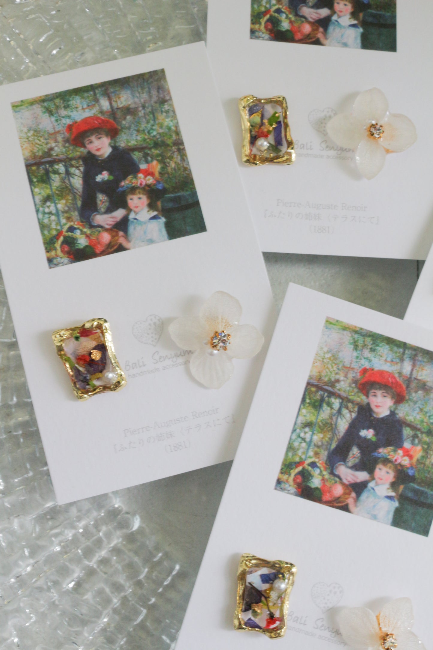 Renoir's Two Sisters Inspired Flower Earrings No.10 ピアスTitanium Pierce "ふたりの姉妹"