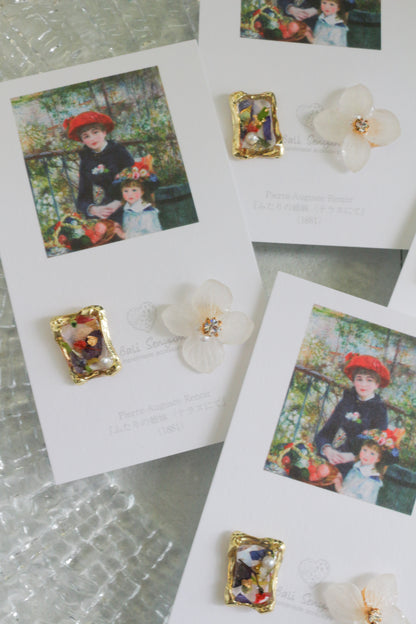 Renoir's Two Sisters Inspired Flower Earrings No.10 ピアスTitanium Pierce "ふたりの姉妹"