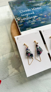 Claude Monet Water Lilies Inspired Triangular Floral Earrings -  No.3