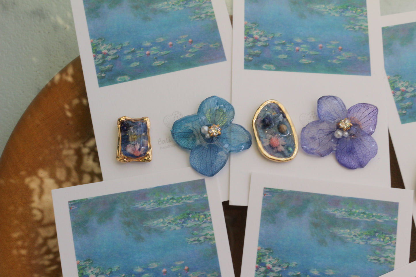 Monet Inspired Flower and Medallion No.38 ピアスTitanium Pierce 睡蓮