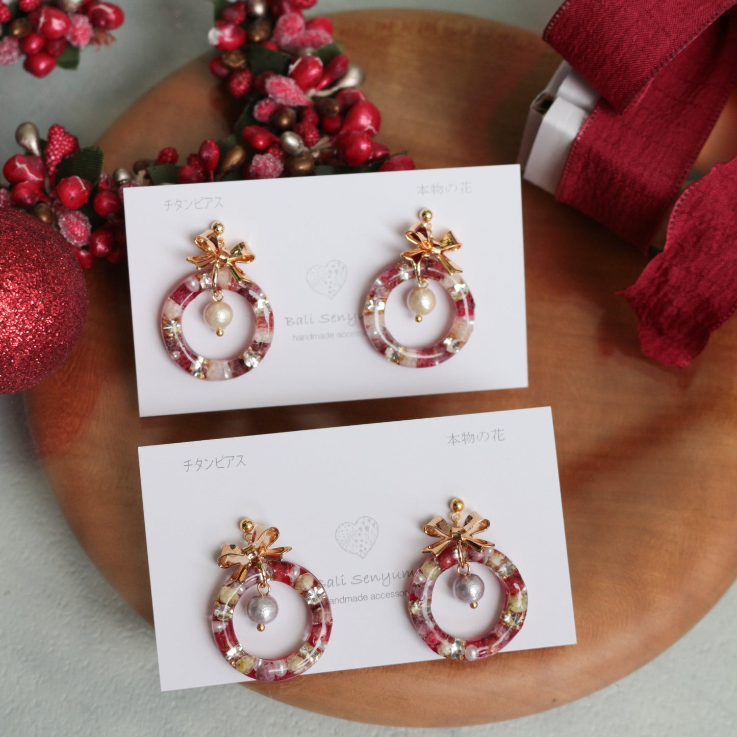 Christmas Wreath Earring (White Christmas) #21