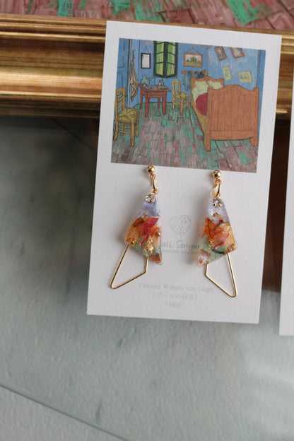 Gogh Inspired Earrings Bedroom in Arles-ゴッホの寝室