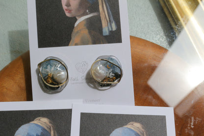 Vermeer's Inspired Flower & Pearl Earrings No.4 ピアス Pierce 真珠の耳飾りの少女