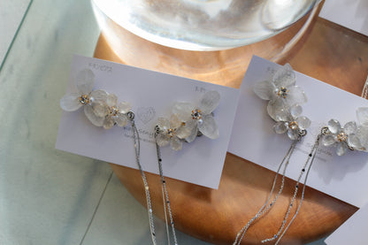 Hydrangea Flying Butterfly Earrings No.47 - Titanium Pierce(ピアス）