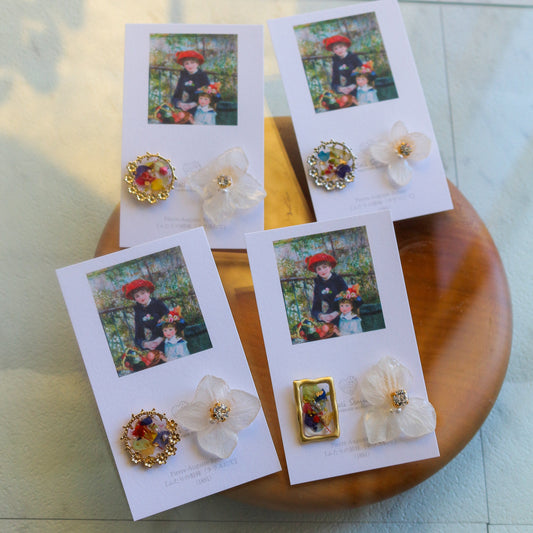 Renoir's Two Sisters Inspired Flower Earrings No.5 ピアスTitanium Pierce "ふたりの姉妹"