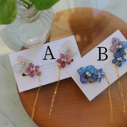Hydrangea Flying Butterfly  No.36 - Clip-on(イヤリング）