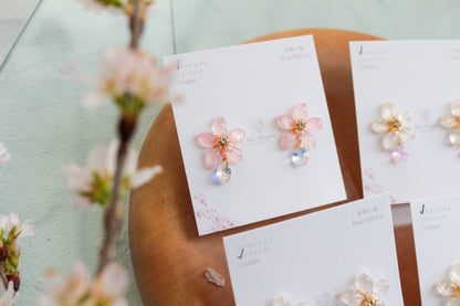 Someiyoshino Sakura Earrings with Sparkling Gem #051