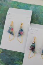 Claude Monet Water Lilies Inspired Triangular Floral Earrings -  No.7