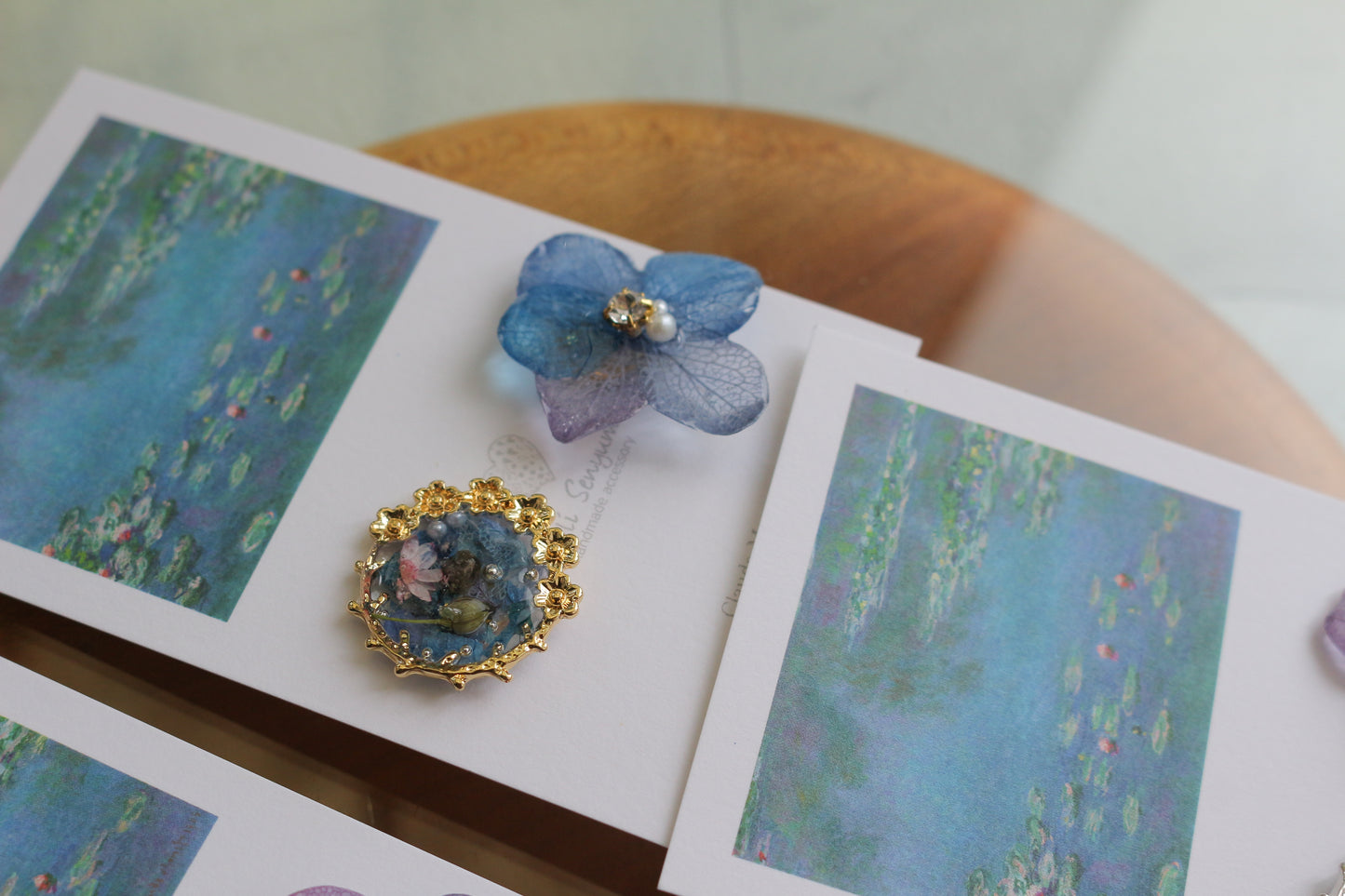 Monet Inspired Flower and Medallion No.9 ピアスTitanium Pierce 睡蓮