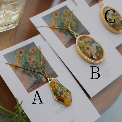 Claude Monet's Sunflowers Inspired Necklace - ひまわり BIG No.1