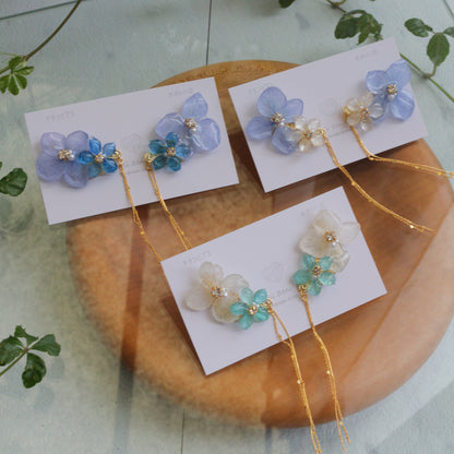 Hydrangea Flying Butterfly Earrings No.54 - Titanium Pierce(ピアス）