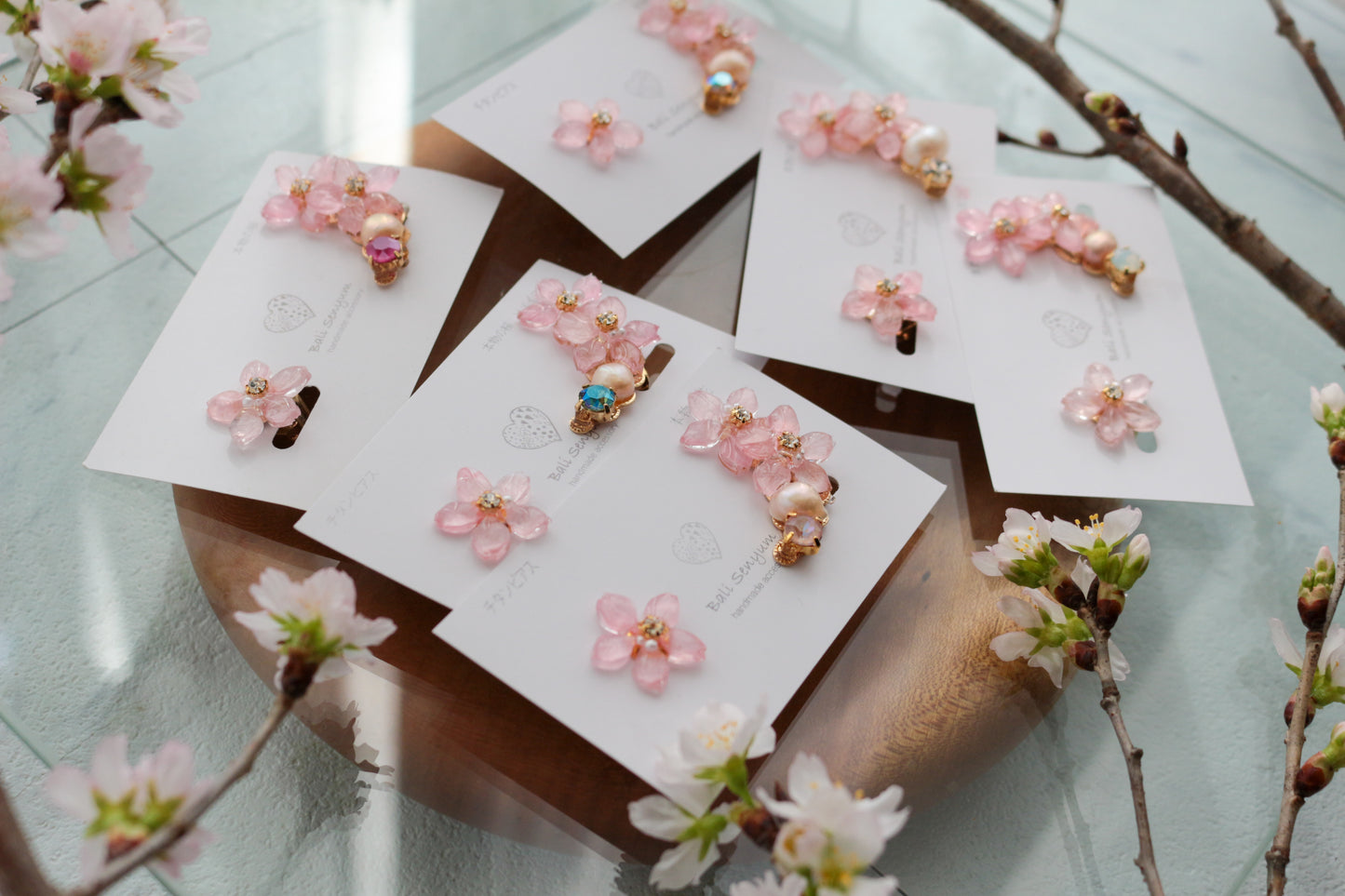 Someiyoshino Double Sakura Earring and Ear Cuff #S028