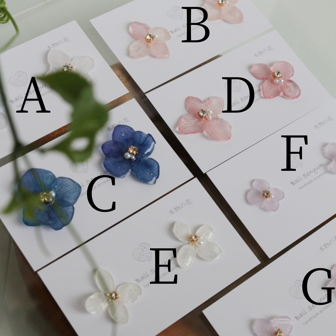 Hydrangea Petal  No.60 パーツ選べます。Clip-on or Titanium Pierce