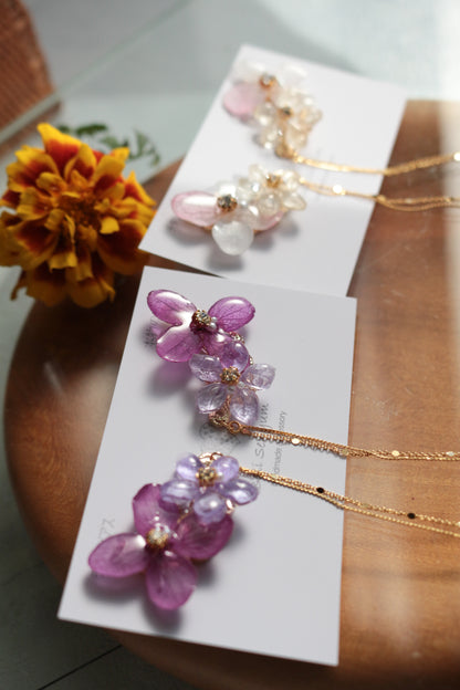 Hydrangea Flying Butterfly Earrings No.41 - Titanium Pierce(ピアス）