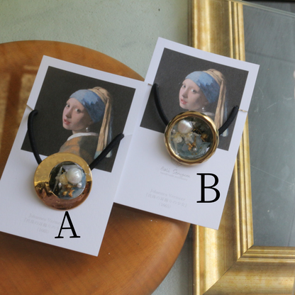Vermeer Inspired Flower Hair tie  真珠の耳飾りの少女