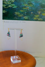 Claude Monet Water Lilies Inspired Triangular Floral Earrings -  No.5