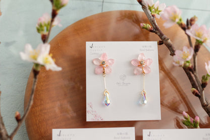 Someiyoshino Sakura Earrings with Hanging Sparkling Gem No.2 - 2026