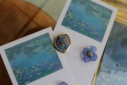 Monet Inspired Flower and Medallion No.25 ピアスTitanium Pierce 睡蓮