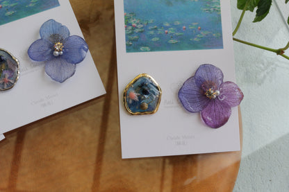 Monet Inspired Flower and Medallion No.27 ピアスTitanium Pierce 睡蓮