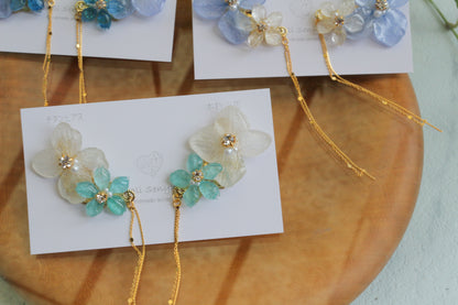 Hydrangea Flying Butterfly Earrings No.54 - Titanium Pierce(ピアス）