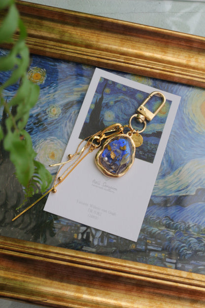 Gogh Inspired Flower Bag Charm No.1  星月夜
