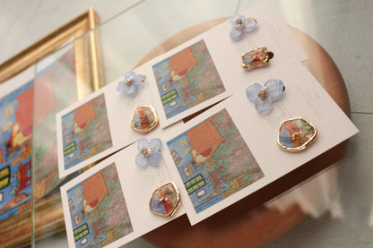 Gogh Inspired Flower and Medallion No.4イヤリング Clip-on ゴッホの寝室