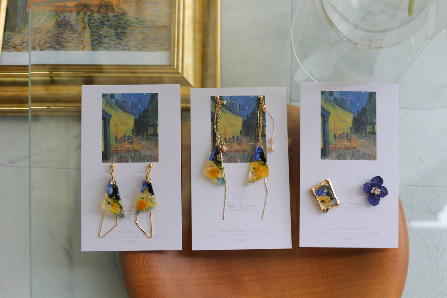 Gogh Inspired Earrings Café Terrace at Night -夜のカフェ・テラスフォーラム広場