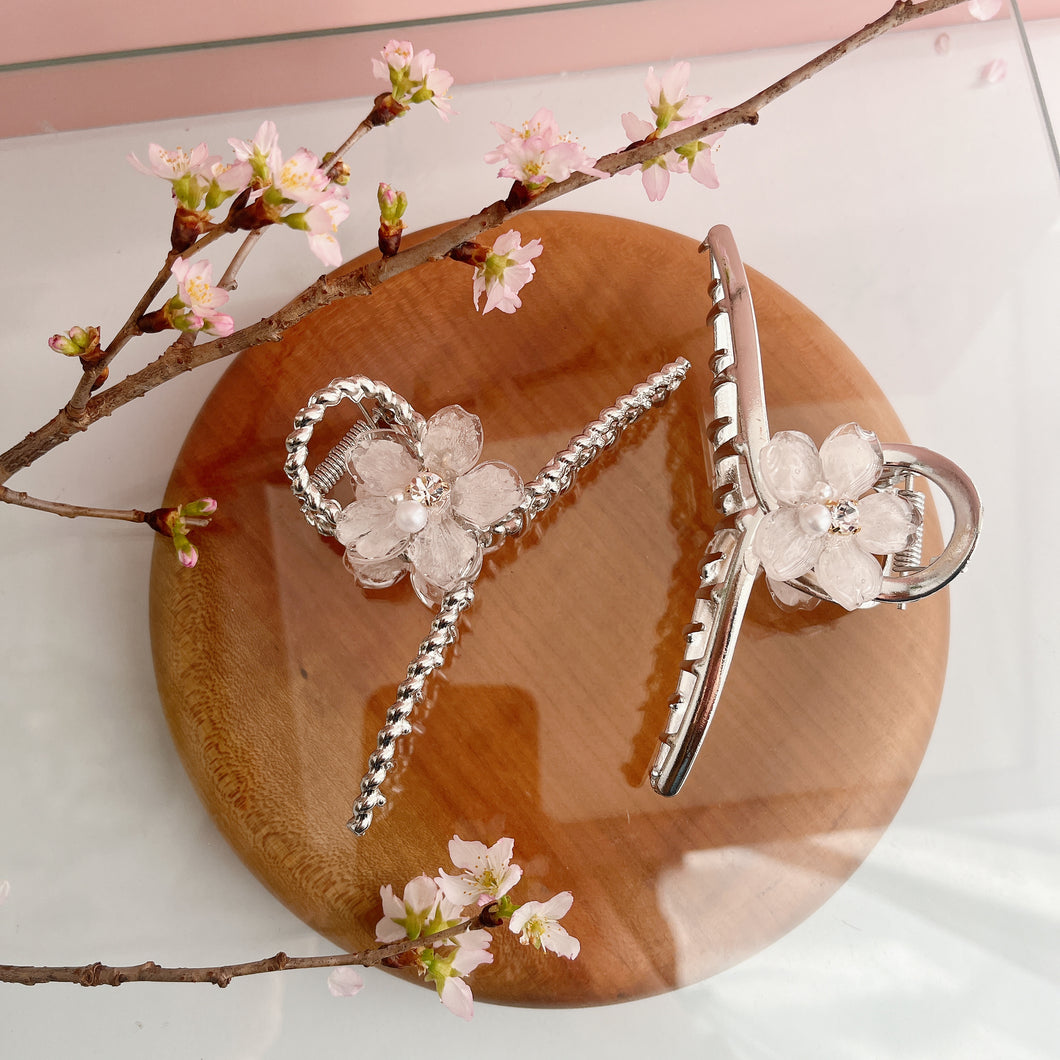 Someiyoshino Sakura Silver Color Hair Clip - White  Big