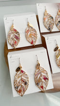 Leaf Earrings With Seasonal Flower Petals No.39