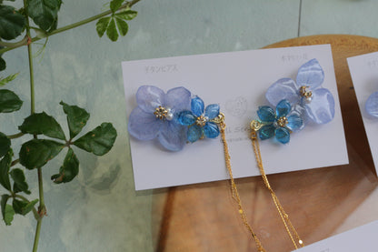 Hydrangea Flying Butterfly Earrings No.54 - Titanium Pierce(ピアス）