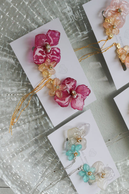 Hydrangea Flying Butterfly  No.55 - Clip-on(イヤリング）