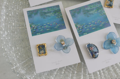 Monet's Water Lilies Inspired Flower and Medallion No.30 イヤリング Clip-on 睡蓮