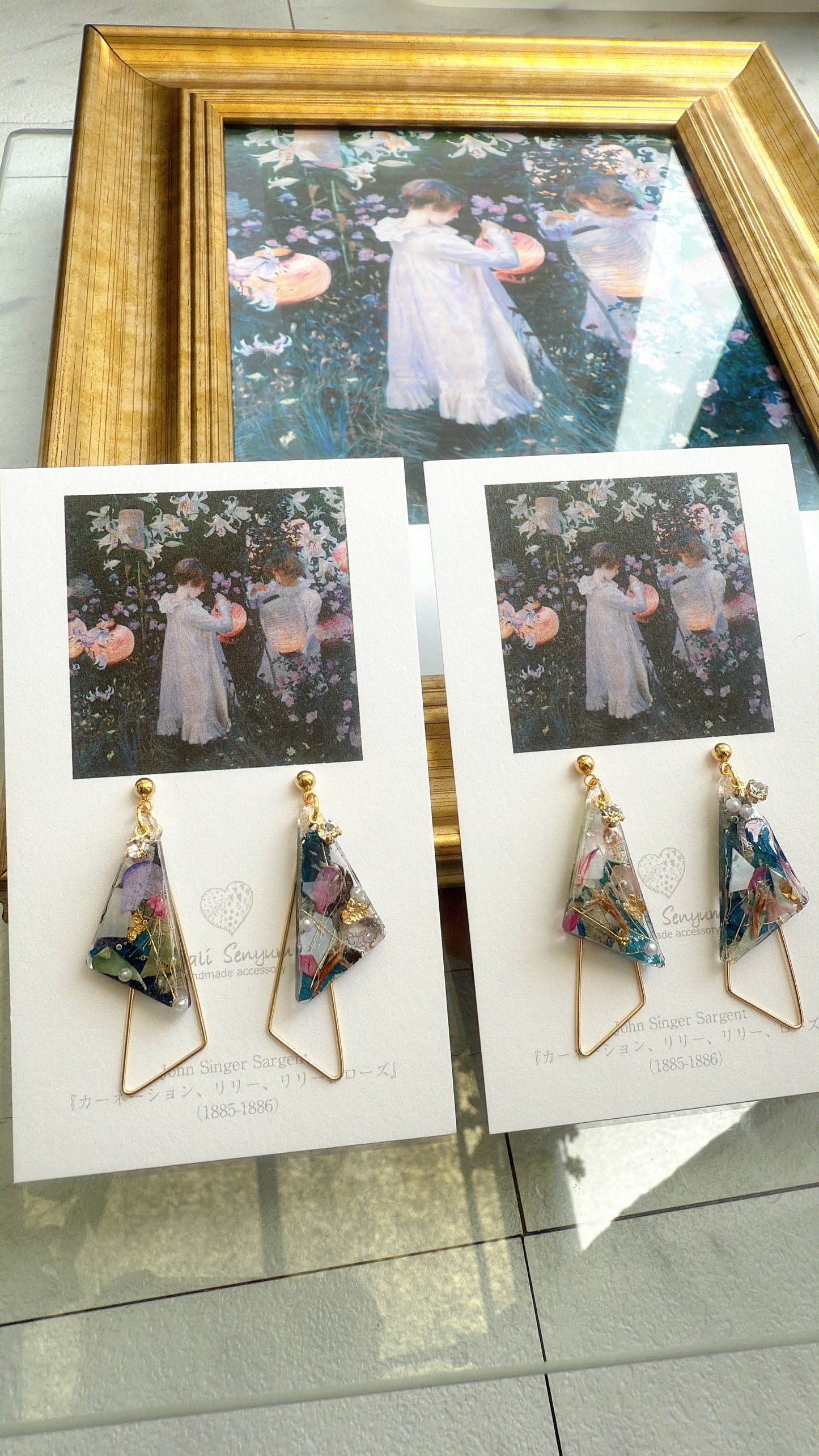 Sargent Inspired Triangular Floral Earrings - No.1