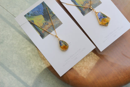 Gogh's Irises Inspired Necklace - 夜のカフェテラス