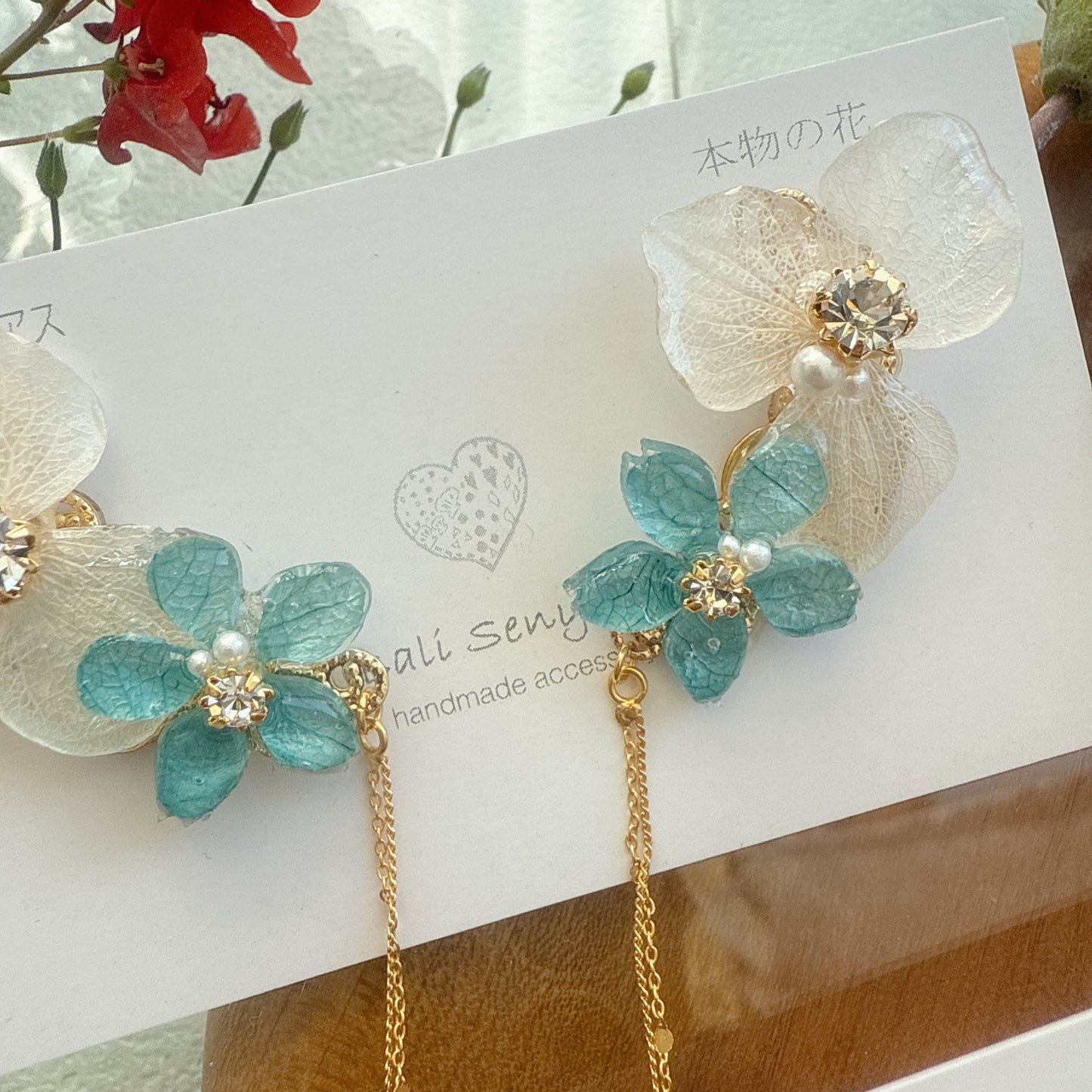 Hydrangea Flying Butterfly  No.29- Titanium Pierce(ピアス）