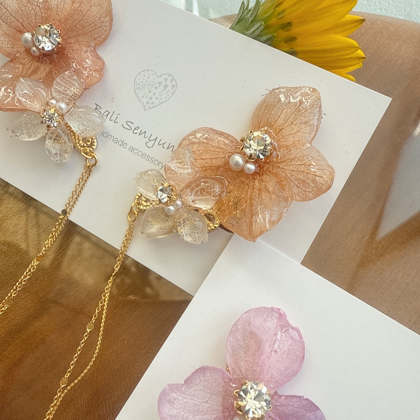 Hydrangea Flying Butterfly  No.28 - Clip-on(イヤリング）
