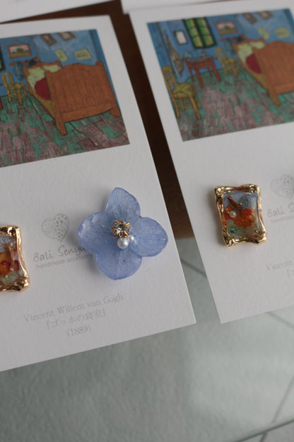 Gogh Inspired Flower and Medallion No.1イヤリング Clip-on ゴッホの寝室
