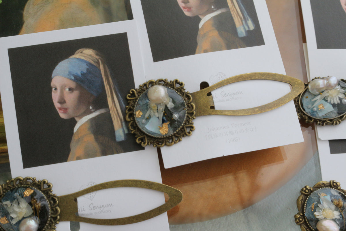 Vermeer Inspired Flower Book Mark No.1 - 真珠の耳飾り