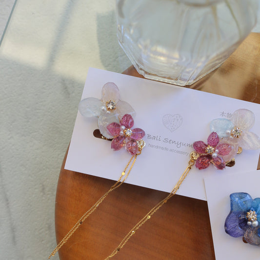 Hydrangea Flying Butterfly  No.36 - Clip-on(イヤリング）